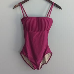 NEW Women's Hermoza Swimsuit Pink 6 Ruched One Piece Swim Swimwear